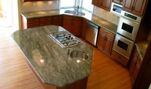 green kitchen counters