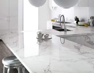 white quartz kitchen counter